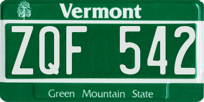 VT license plate ZQF542
