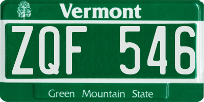 VT license plate ZQF546