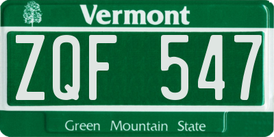 VT license plate ZQF547