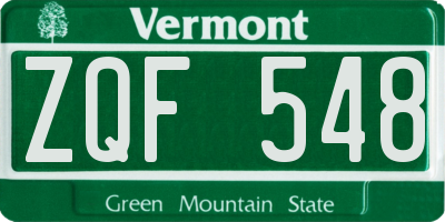 VT license plate ZQF548