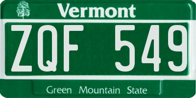 VT license plate ZQF549