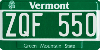 VT license plate ZQF550