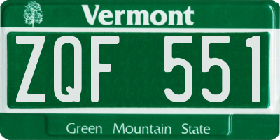 VT license plate ZQF551
