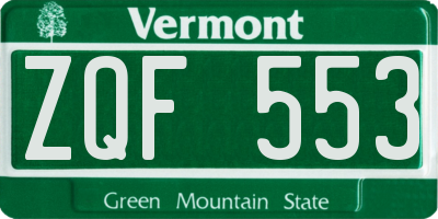 VT license plate ZQF553