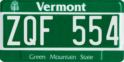 VT license plate ZQF554