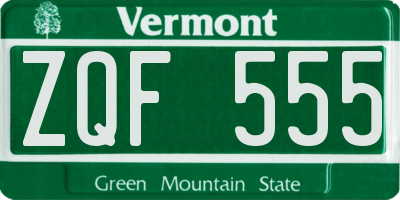 VT license plate ZQF555