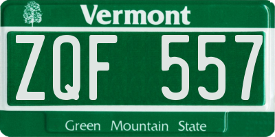 VT license plate ZQF557