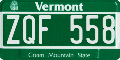 VT license plate ZQF558
