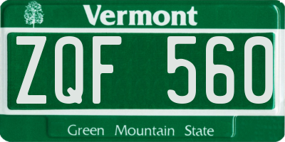 VT license plate ZQF560