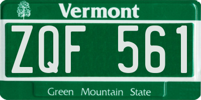VT license plate ZQF561
