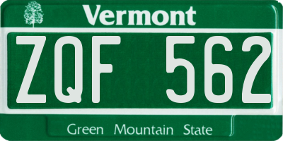 VT license plate ZQF562
