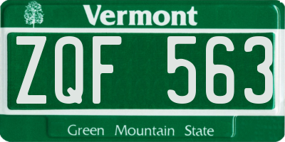 VT license plate ZQF563