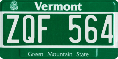 VT license plate ZQF564