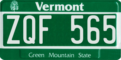 VT license plate ZQF565