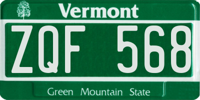 VT license plate ZQF568