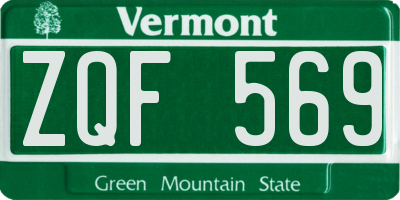 VT license plate ZQF569