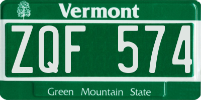 VT license plate ZQF574
