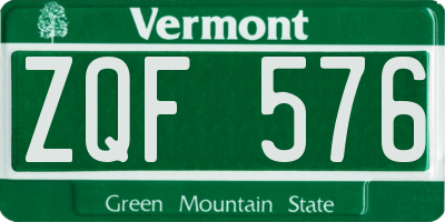 VT license plate ZQF576