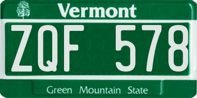 VT license plate ZQF578