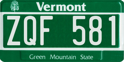 VT license plate ZQF581