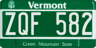 VT license plate ZQF582