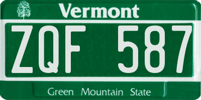 VT license plate ZQF587