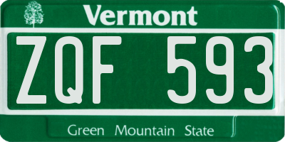 VT license plate ZQF593
