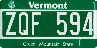 VT license plate ZQF594