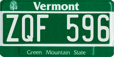 VT license plate ZQF596