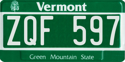 VT license plate ZQF597