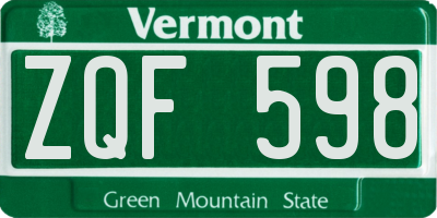 VT license plate ZQF598