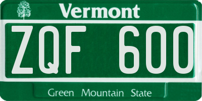 VT license plate ZQF600