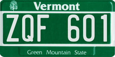 VT license plate ZQF601