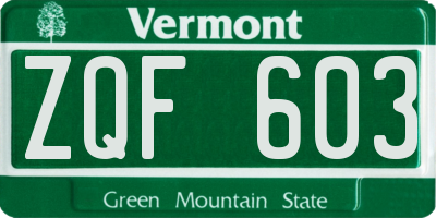 VT license plate ZQF603