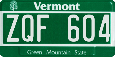 VT license plate ZQF604