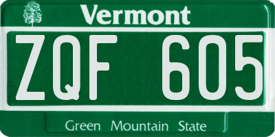 VT license plate ZQF605