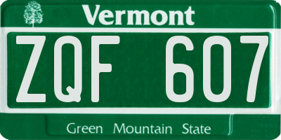 VT license plate ZQF607