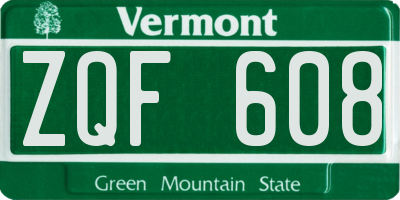 VT license plate ZQF608