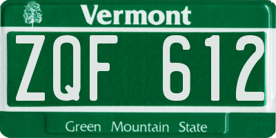 VT license plate ZQF612