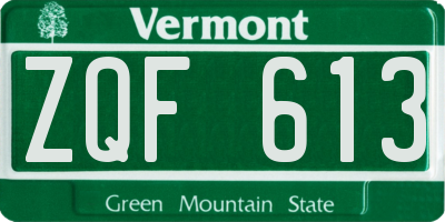 VT license plate ZQF613