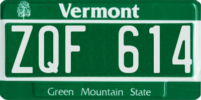 VT license plate ZQF614