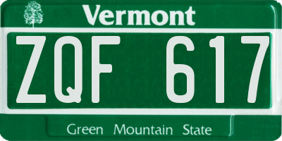 VT license plate ZQF617