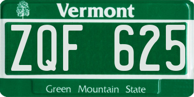 VT license plate ZQF625