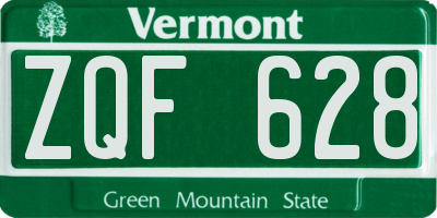 VT license plate ZQF628