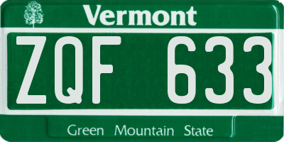 VT license plate ZQF633