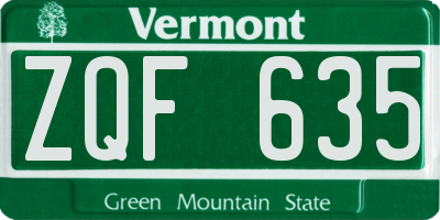 VT license plate ZQF635
