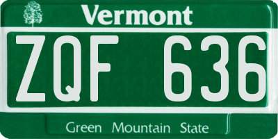 VT license plate ZQF636