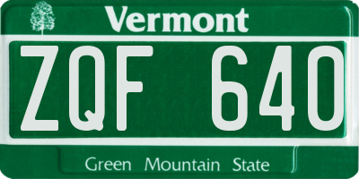 VT license plate ZQF640