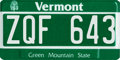 VT license plate ZQF643