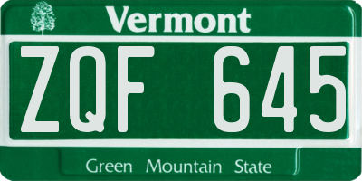 VT license plate ZQF645